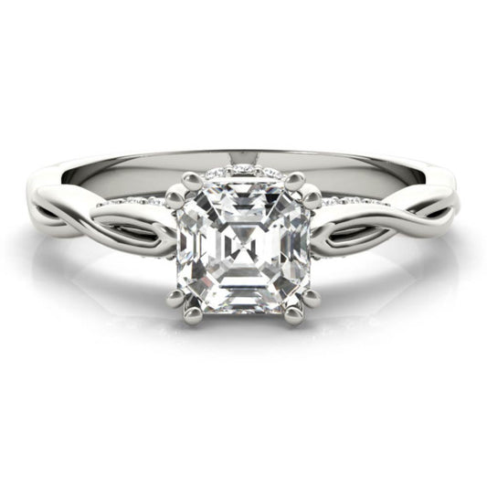Private Garden Asscher Cut Lab-Grown Diamond Ring - Main View - Vowmira lab-grown diamond jewelry
