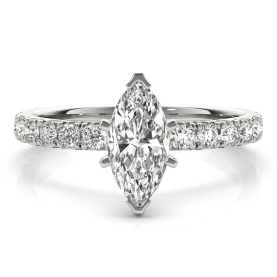 Petite Floating Gem Marquise Cut Lab-Grown Diamond Ring - Main View - Vowmira lab-grown diamond jewelry