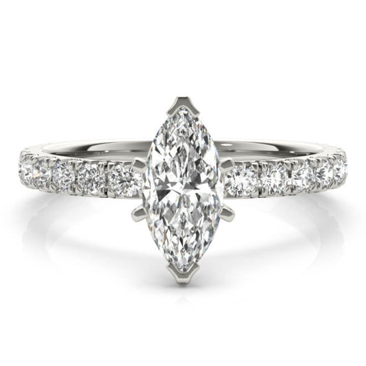 Petite Floating Gem Marquise Cut Lab-Grown Diamond Ring - Main View - Vowmira lab-grown diamond jewelry