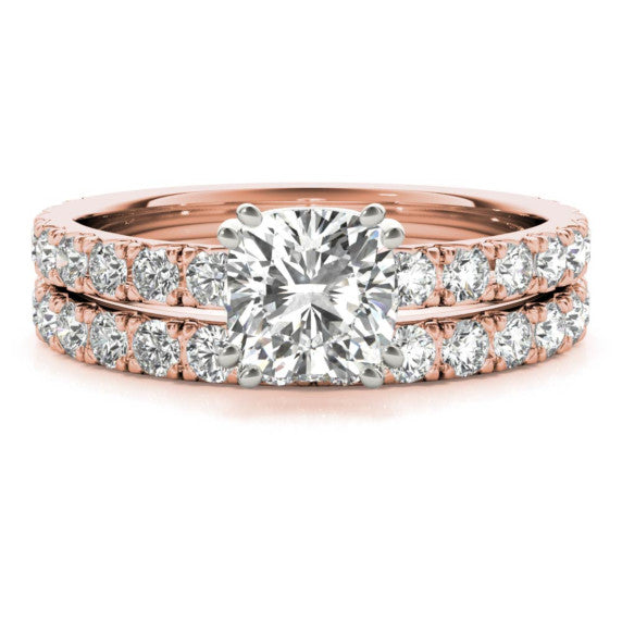 Petite Floating Gem Lab-Grown Diamond Bridal Set - Main View - Vowmira lab-grown diamond jewelry