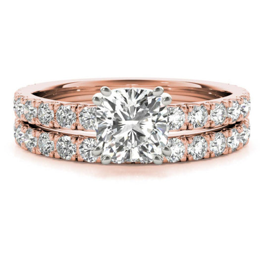 Petite Floating Gem Lab-Grown Diamond Bridal Set - Main View - Vowmira lab-grown diamond jewelry