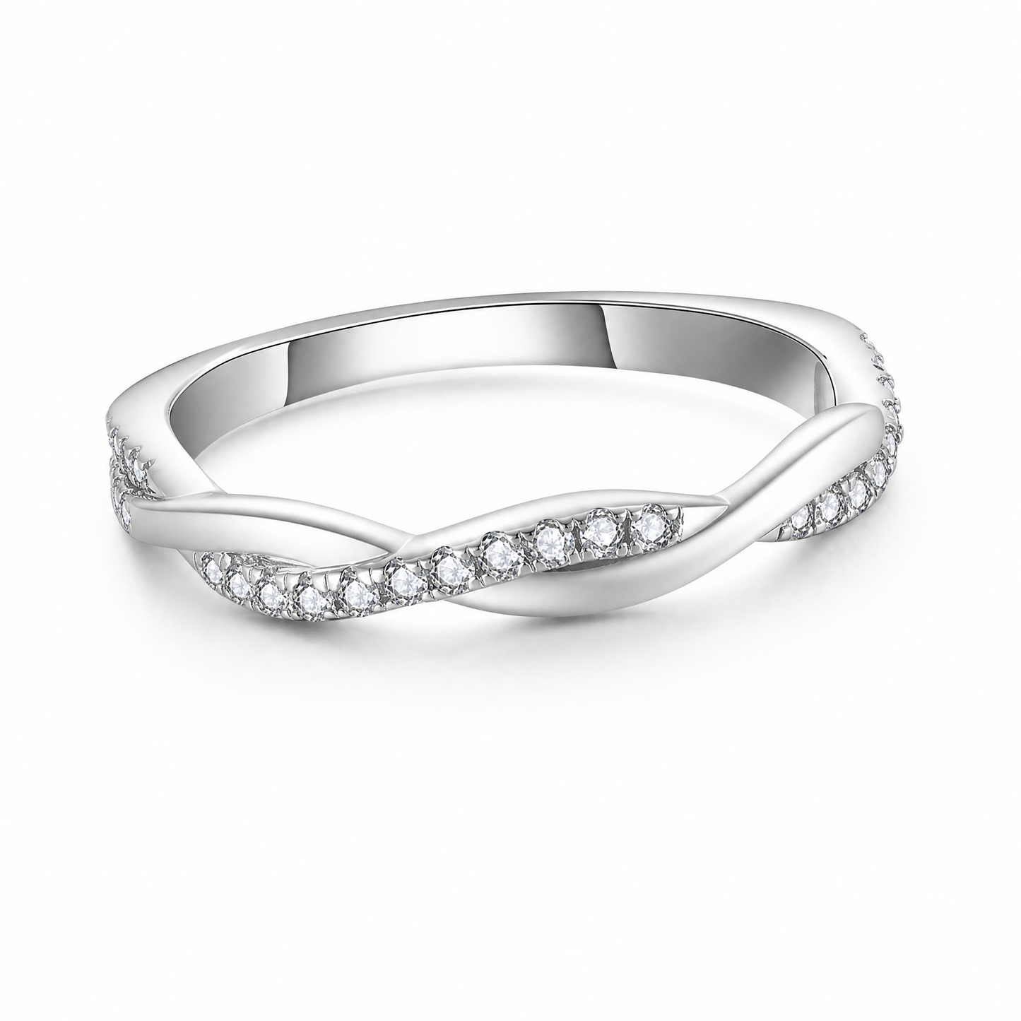 Infinity Twist Men's Lab-Grown Diamond Wedding Band - 925 Sterling Silver - alternate product view 3 - Vowmira lab-grown diamond jewelry
