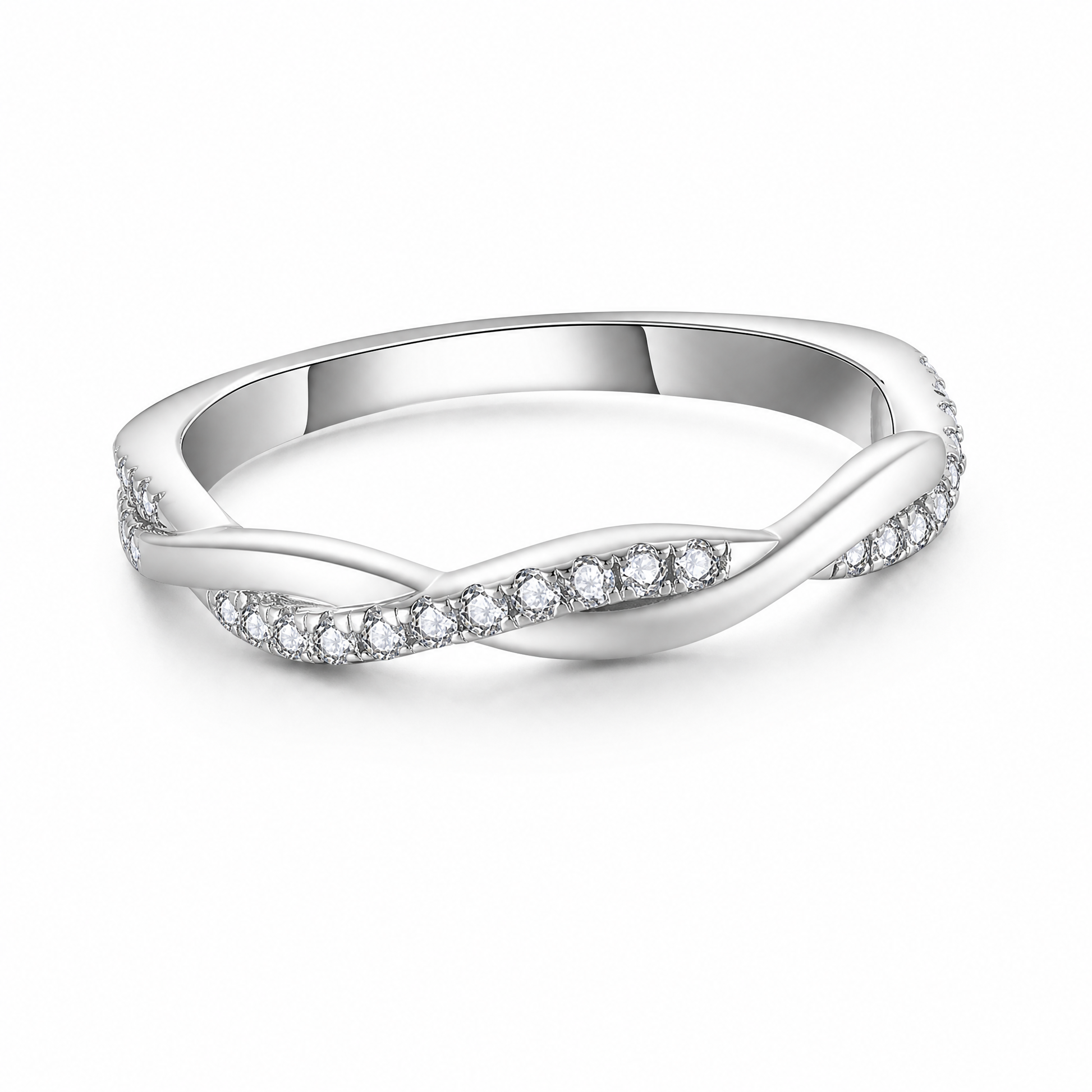 Infinity Twist Men's Lab-Grown Diamond Wedding Band - 925 Sterling Silver - alternate product view 3