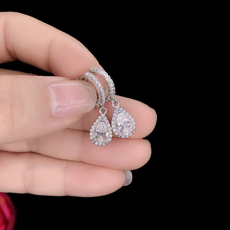 1 ct Pear Halo Lab-Grown Diamond Leverback Earrings - alternate product view 3 - Vowmira lab-grown diamond jewelry