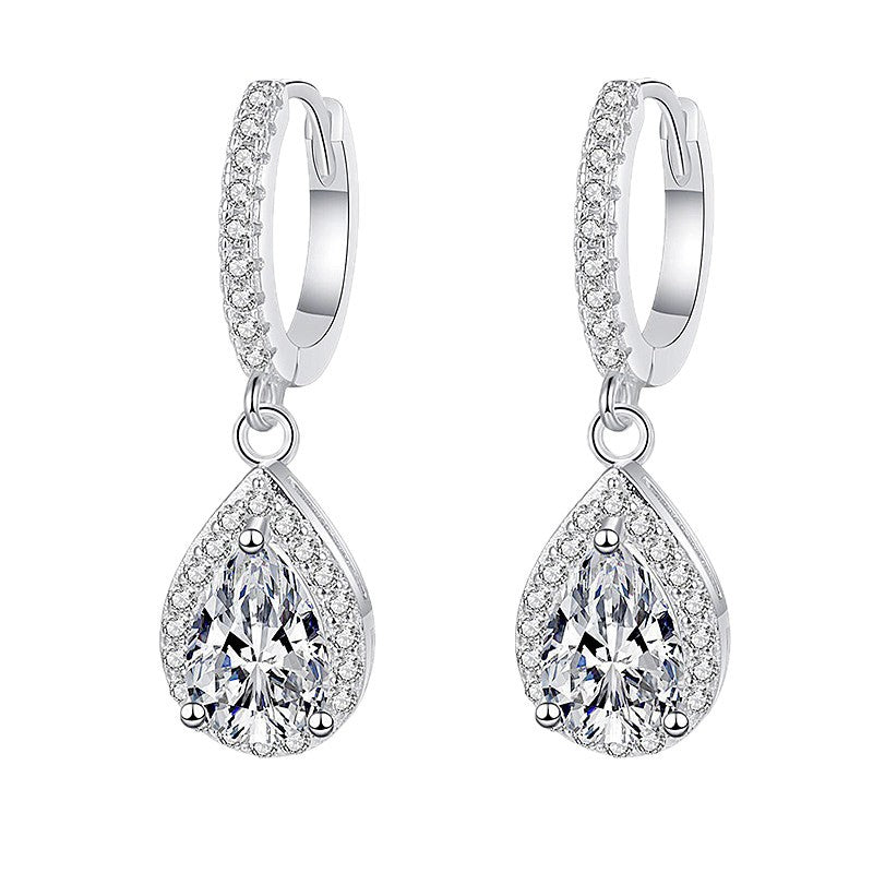 1 ct Pear Halo Lab-Grown Diamond Leverback Earrings - main product view - Vowmira lab-grown diamond jewelry