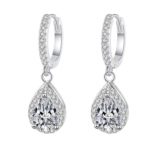 1 ct Pear Halo Lab-Grown Diamond Leverback Earrings - main product view - Vowmira lab-grown diamond jewelry