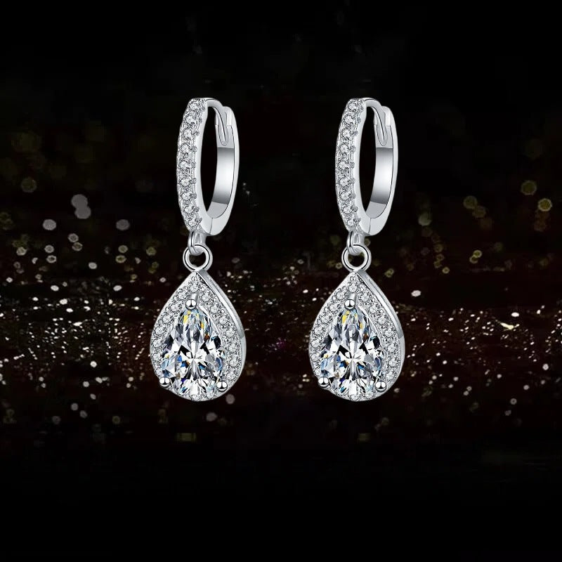 1 ct Pear Halo Lab-Grown Diamond Leverback Earrings - alternate product view 2 - Vowmira lab-grown diamond jewelry