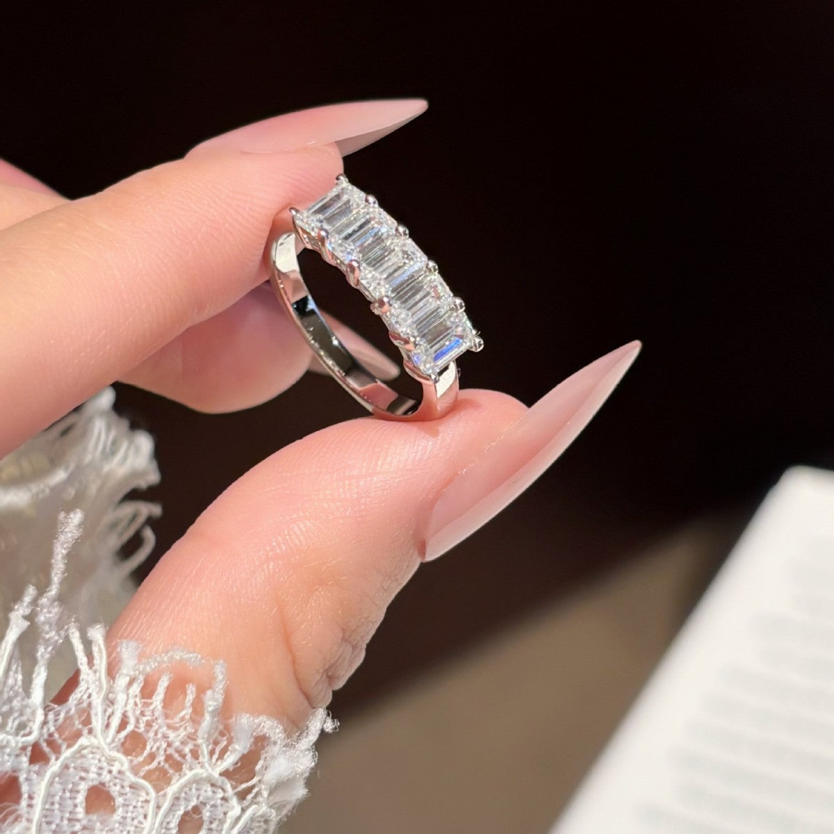 Vowmira Fashion Emerald Cut Lab-Grown Diamond Ring for Women - Vowmira lab-grown diamond jewelry