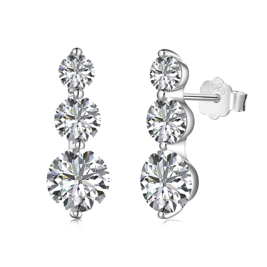 2 ct Three-Stone Lab-Grown Diamond Earrings - main product view - Vowmira lab-grown diamond jewelry