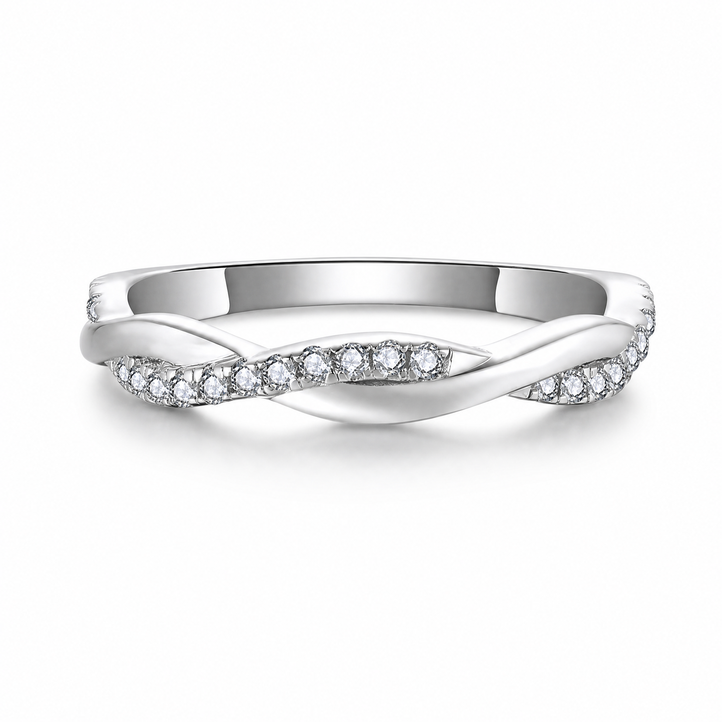 Infinity Twist Men's Lab-Grown Diamond Wedding Band - 925 Sterling Silver - alternate product view 4 - Vowmira lab-grown diamond jewelry
