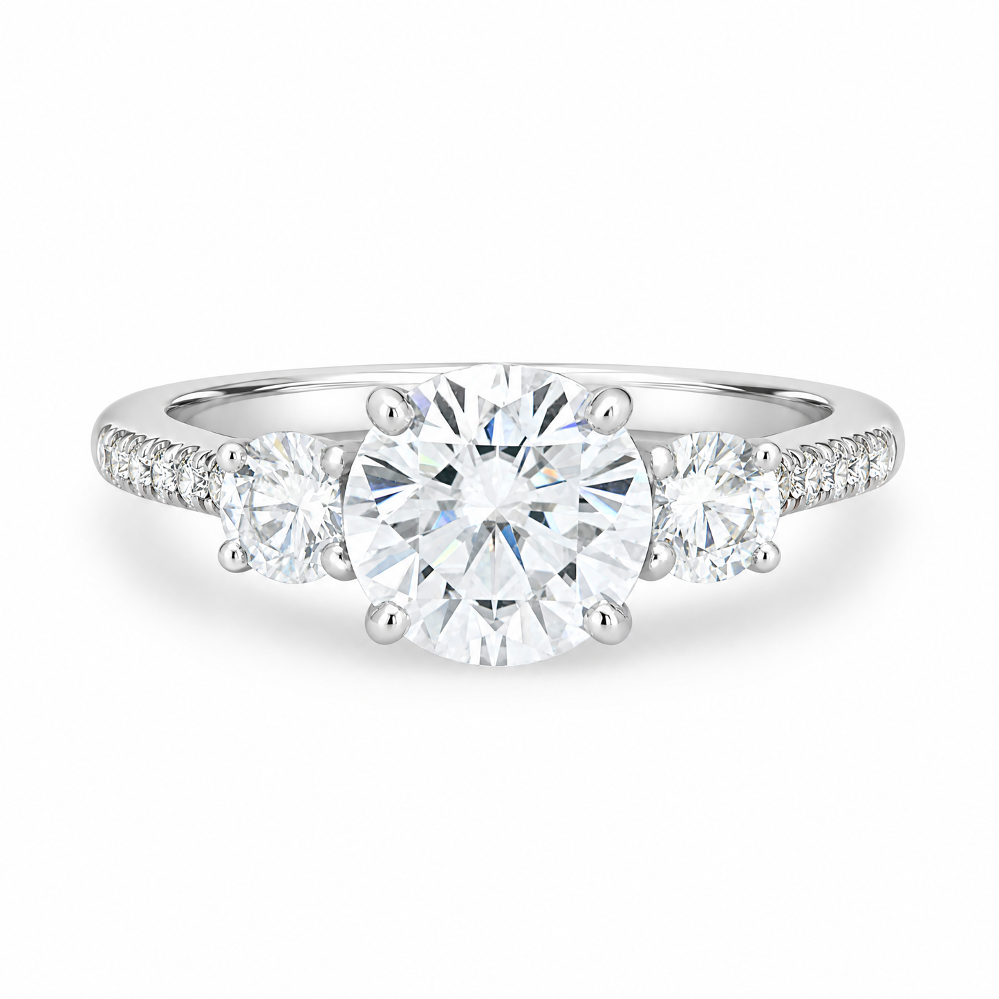 Three-Stone Lab-Grown Diamond Engagement Ring - 925 Sterling Silver - main product view - Vowmira lab-grown diamond jewelry