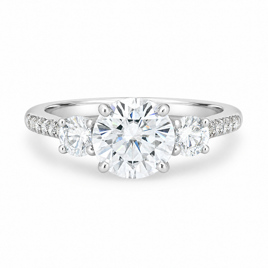 VOWMIRA Three Stone Engagement Ring | Past Present Future | Lab-Grown Diamond | S925 Sterling Silver - Vowmira lab-grown diamond jewelry