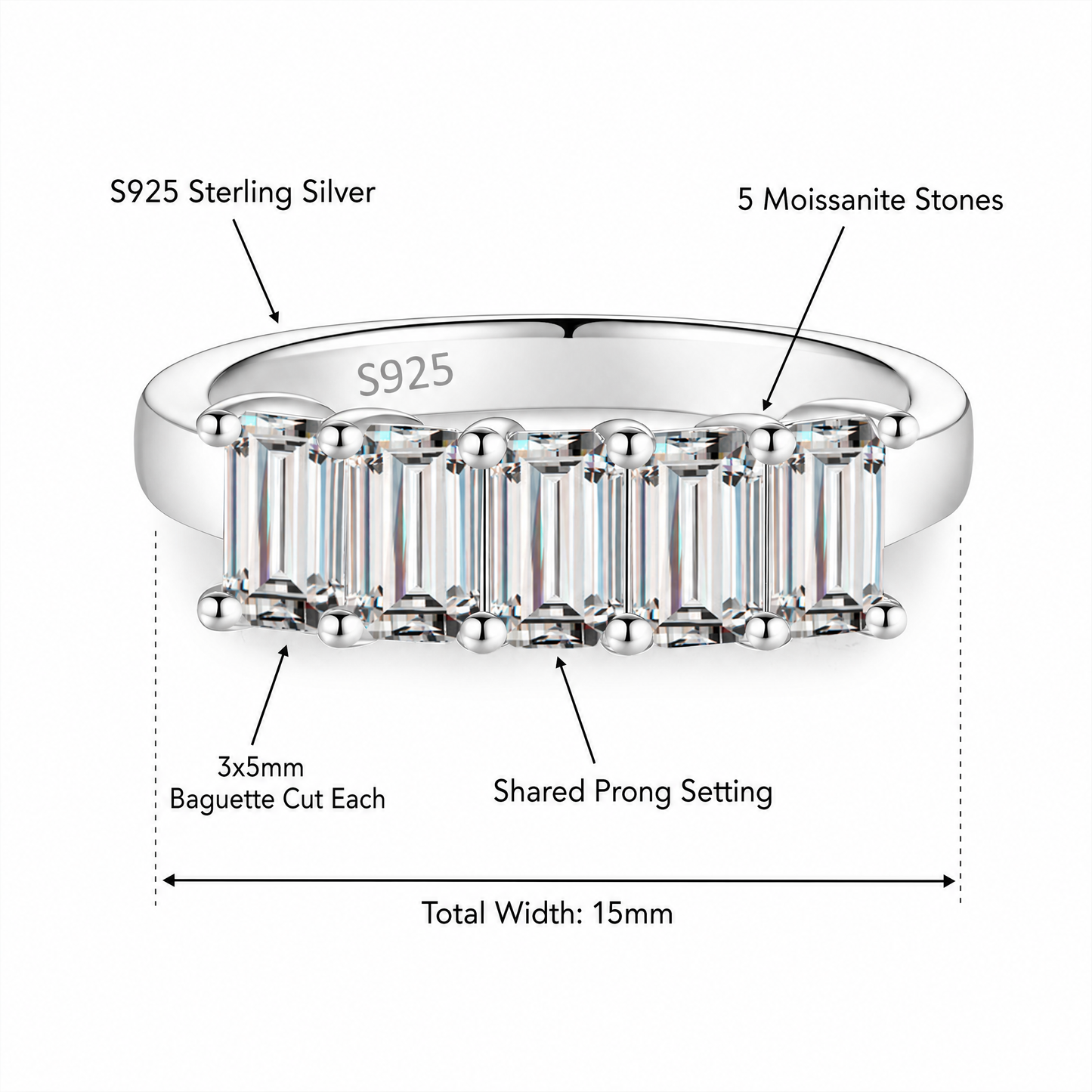 Vowmira Fashion Emerald Cut Lab-Grown Diamond Ring for Women - Vowmira lab-grown diamond jewelry