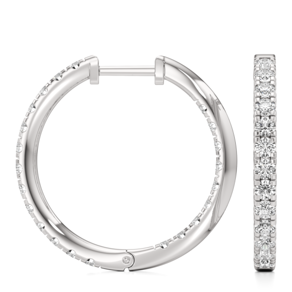 1 1/2 - 2 1/4 ct Mattea Lab-Grown Diamond Hoops - Detail View - Vowmira lab-grown diamond jewelry