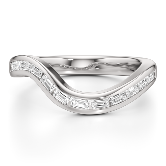 Curved Emerald Channel Set Lab-Grown Diamond Band - Main View - Vowmira lab-grown diamond jewelry