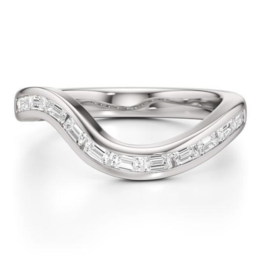 Curved Emerald Channel Set Lab-Grown Diamond Band - Main View - Vowmira lab-grown diamond jewelry