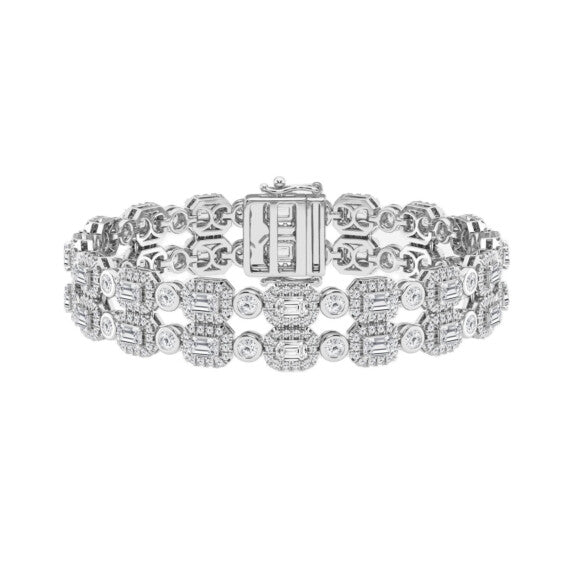 9 1/2 ct. tw. Emerald Double Row Fashion Bracelet Lab-Grown Diamond Jewelry - Main View