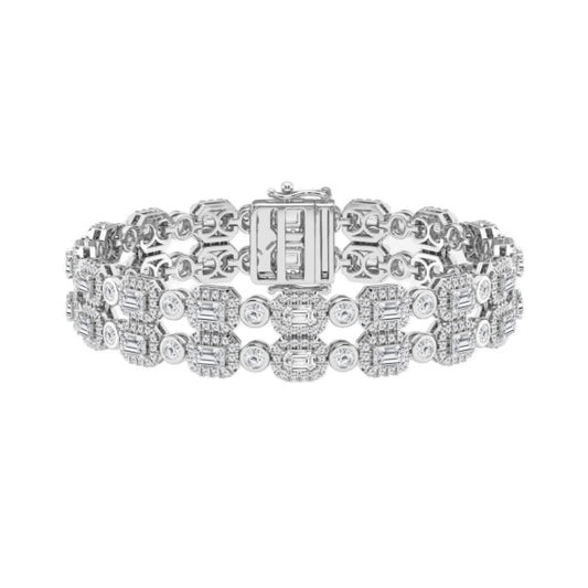 9 1/2 ct. tw. Emerald Double Row Fashion Bracelet Lab-Grown Diamond Jewelry - Main View - Vowmira lab-grown diamond jewelry