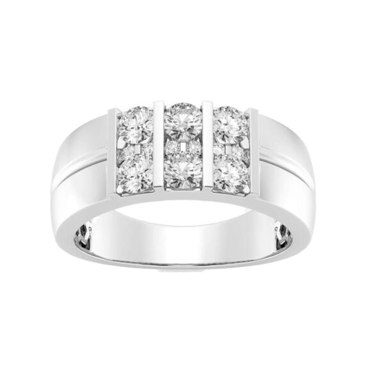 Round Men's Triple Row Channel Set Wedding Lab-Grown Diamond Men's Band - Main View - Vowmira lab-grown diamond jewelry