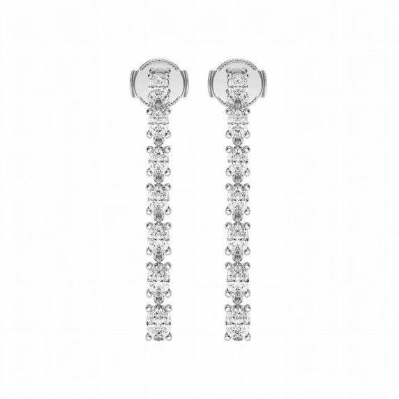 Oval Linear Dangle Lab-Grown Diamond Earrings - Main View