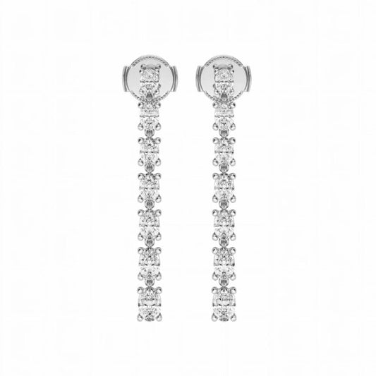 Oval Linear Dangle Lab-Grown Diamond Earrings - Main View - Vowmira lab-grown diamond jewelry