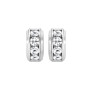 Bold Gold Four Stone Huggies Round Hoops Lab-Grown Diamond Earrings - View 2