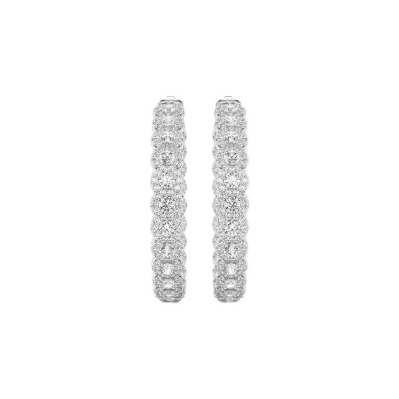 Round Inside Out Halo Hoops Lab-Grown Diamond Earrings - Main View