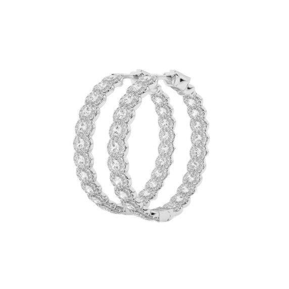 Round Inside Out Halo Hoops Lab-Grown Diamond Earrings - Side View - Vowmira lab-grown diamond jewelry