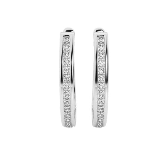 Princess Channel Set Hoops Lab-Grown Diamond Earrings - Main View