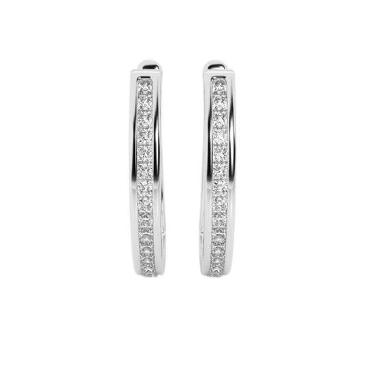 Princess Channel Set Hoops Lab-Grown Diamond Earrings - Main View - Vowmira lab-grown diamond jewelry