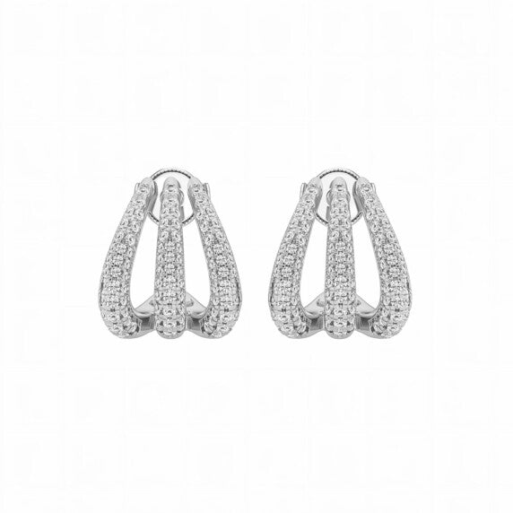 Round Triple Huggies Hoops Lab-Grown Diamond Earrings - Main View - Vowmira lab-grown diamond jewelry