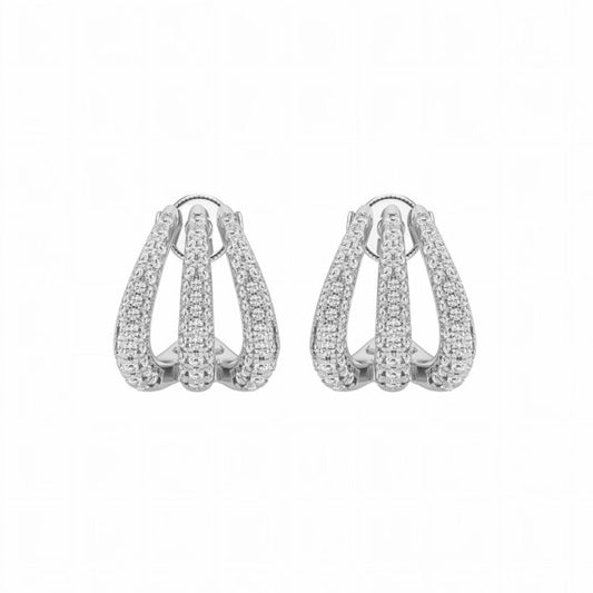 Round Triple Huggies Hoops Lab-Grown Diamond Earrings - Main View - Vowmira lab-grown diamond jewelry