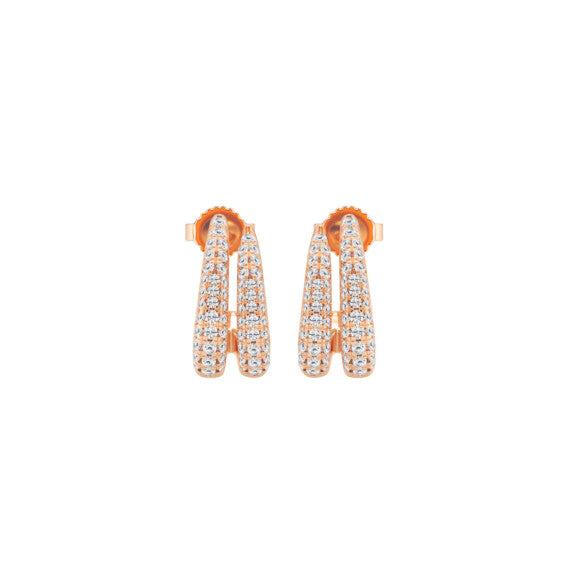 Round Double Huggies Hoops Lab-Grown Diamond Earrings - Main View