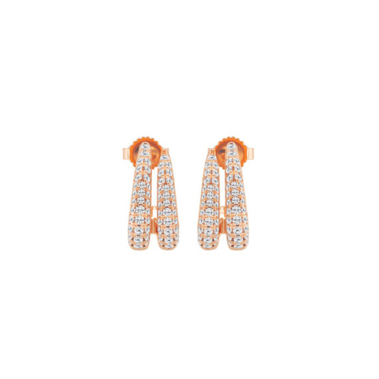 Round Double Huggies Hoops Lab-Grown Diamond Earrings - Main View - Vowmira lab-grown diamond jewelry