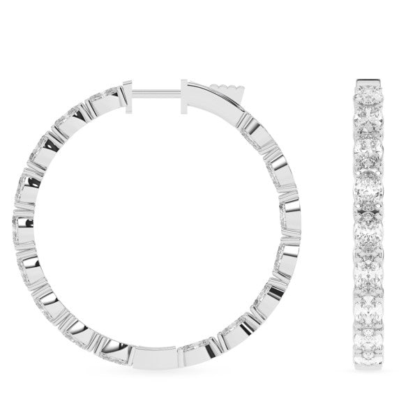 8 ct. tw. Oval Lab-Grown Diamond Hoops - Detail View