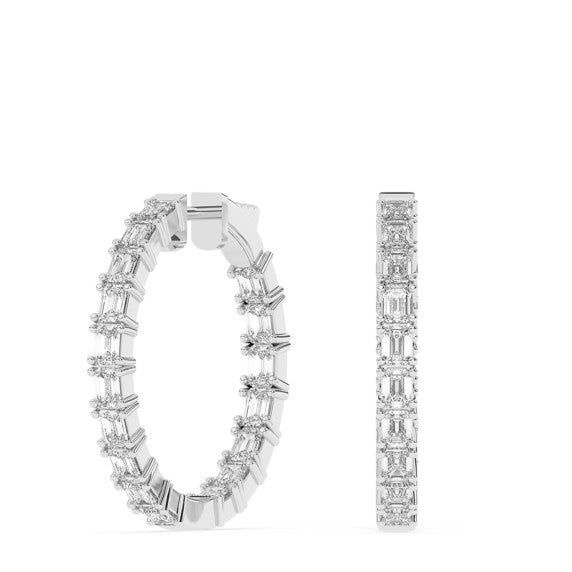 5 ct. tw. Emerald Lab-Grown Diamond Hoops - Main View - Vowmira lab-grown diamond jewelry