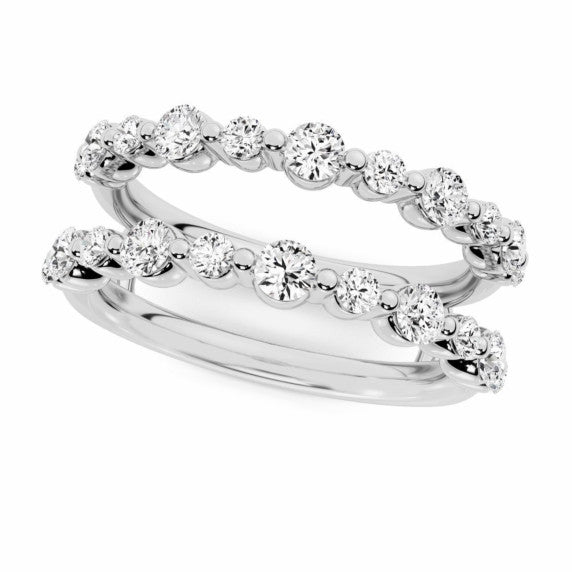 Alternating Round Single Prong Lab-Grown Diamond Ring Enhancer - Detail View