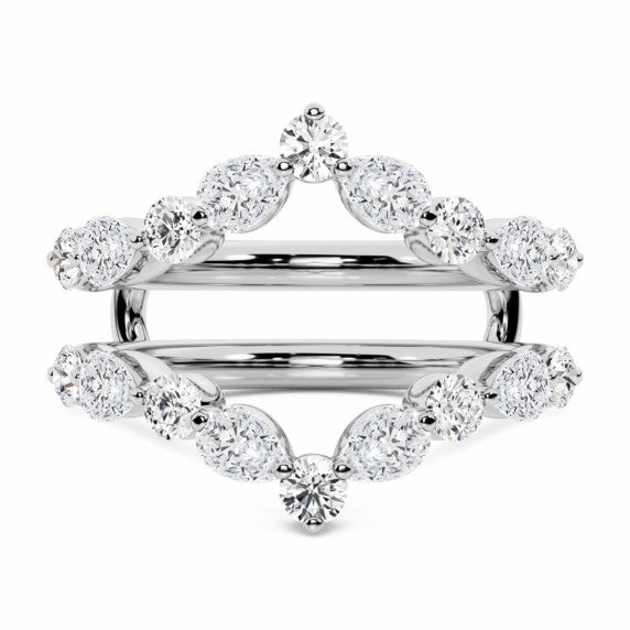 Pear Round Chevron Lab-Grown Diamond Ring Enhancer - Main View - Vowmira lab-grown diamond jewelry