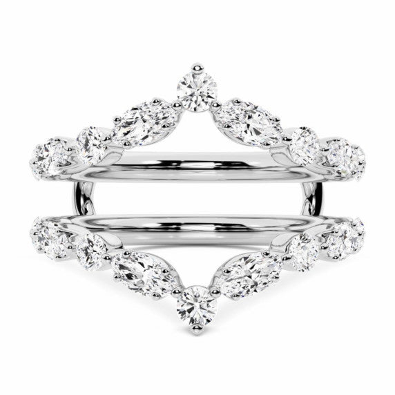 Marquise Round Chevron Lab-Grown Diamond Ring Enhancer - Main View - Vowmira lab-grown diamond jewelry