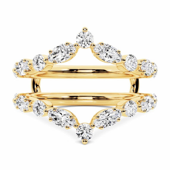 Marquise Round Chevron Lab-Grown Diamond Ring Enhancer - Main View - Vowmira lab-grown diamond jewelry
