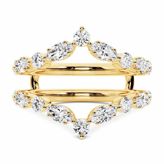 Marquise Round Chevron Lab-Grown Diamond Ring Enhancer - Main View - Vowmira lab-grown diamond jewelry
