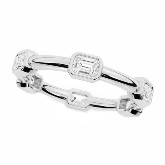 Emerald Bezel Eternity Lab-Grown Diamond Ring - Main View - Vowmira lab-grown diamond jewelry