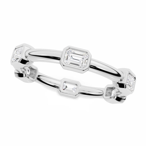 Emerald Bezel Eternity Lab-Grown Diamond Ring - Main View - Vowmira lab-grown diamond jewelry