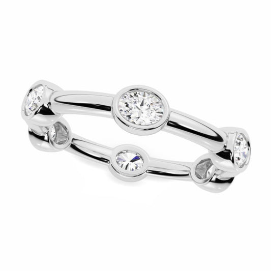 Oval Bezel Eternity Lab-Grown Diamond Ring - Main View - Vowmira lab-grown diamond jewelry