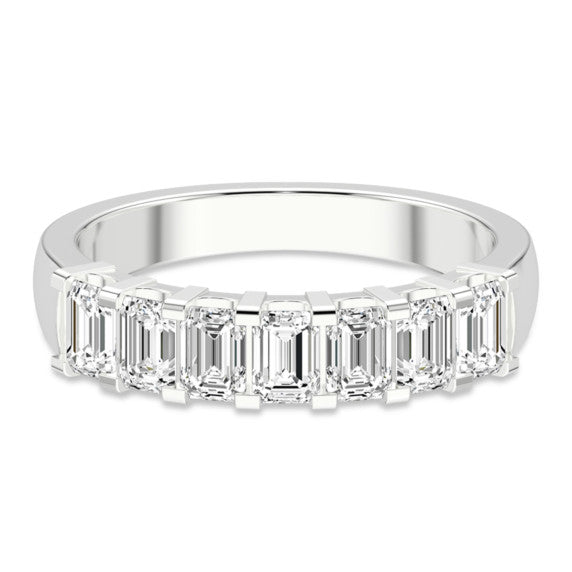 2 ct. tw. Emerald 7 Stone Comfort Lab-Grown Diamond Ring - Main View - Vowmira lab-grown diamond jewelry