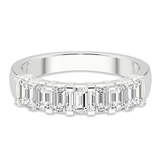2 ct. tw. Emerald 7 Stone Comfort Lab-Grown Diamond Ring - Main View - Vowmira lab-grown diamond jewelry