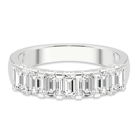 3 ct. tw. Emerald 7 Stone Comfort Lab-Grown Diamond Ring - Main View - Vowmira lab-grown diamond jewelry