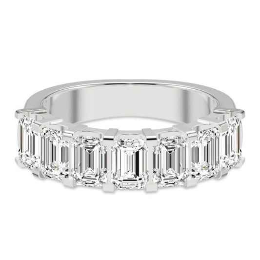 4 ct. tw. Emerald 7 Stone Comfort Lab-Grown Diamond Ring - Main View - Vowmira lab-grown diamond jewelry