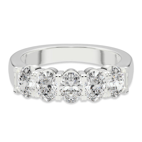 3 ct. tw. Oval 5 Stone Comfort Lab-Grown Diamond Ring - Main View