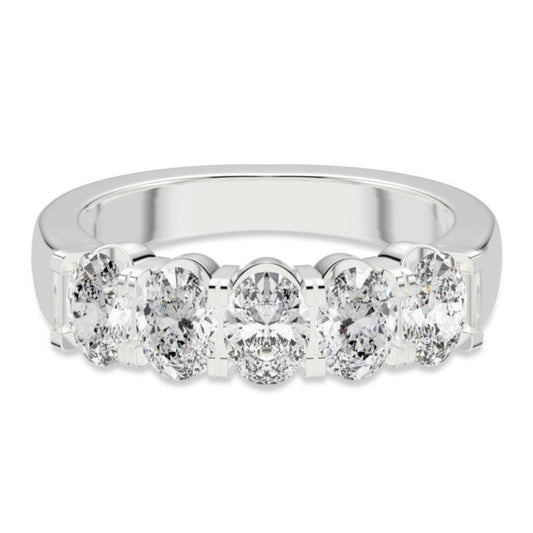 3 ct. tw. Oval 5 Stone Comfort Lab-Grown Diamond Ring - Main View - Vowmira lab-grown diamond jewelry